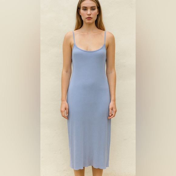 See You Monday Los Angeles Dress S Light Blue Sheer Slip Maxi Spaghetti Strap - Picture 1 of 8